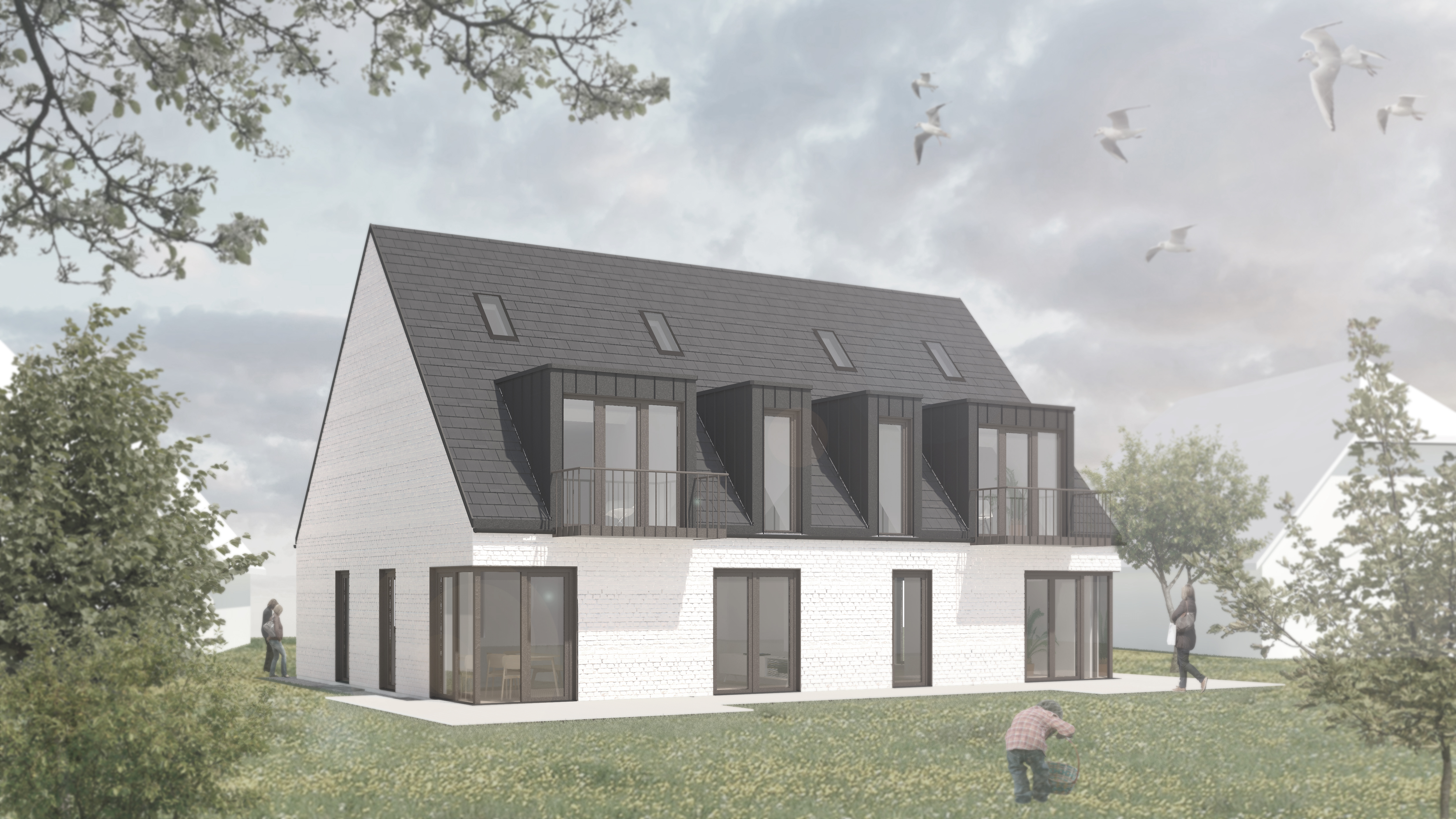 Wohnhaus mit steilem Dach, Gauben und Garten auf Sylt