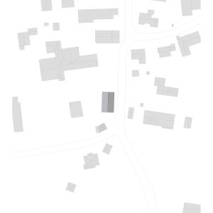 Lageplan mit markiertem Neubau im dörflichen Umfeld